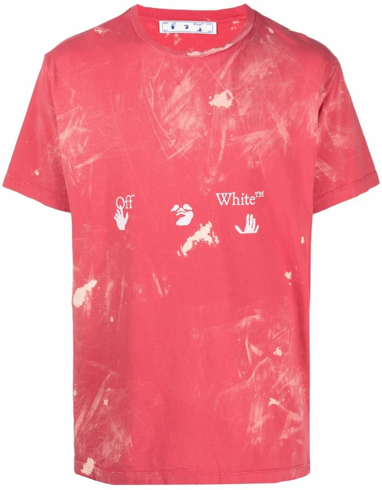 OFF-WHITE Paint Effect T-shirt Red/White Men's - SS21 - US