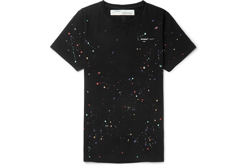 Off White Paint Splattered T Shirt Black Multicolor Ss19 Off White Paint Splattered T Shirt Black Multicolor Ss19