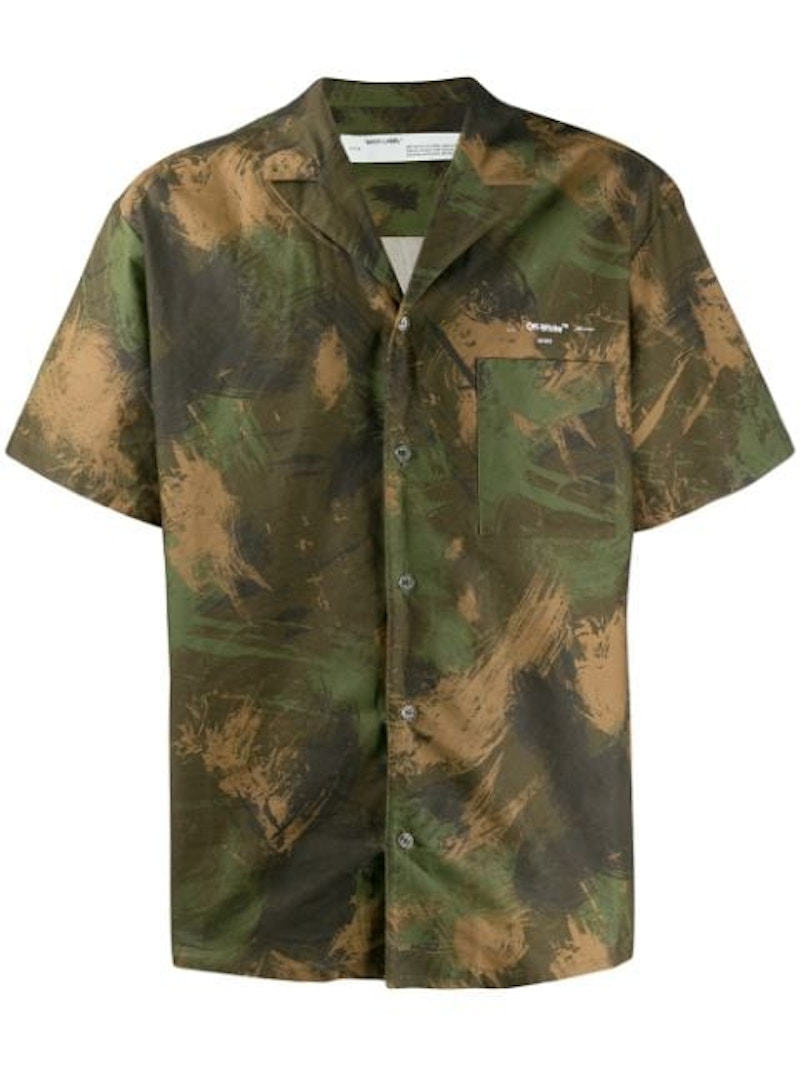 Pre-owned Off-white Men's Offwhite Paintbrush Camo Shirt In Green