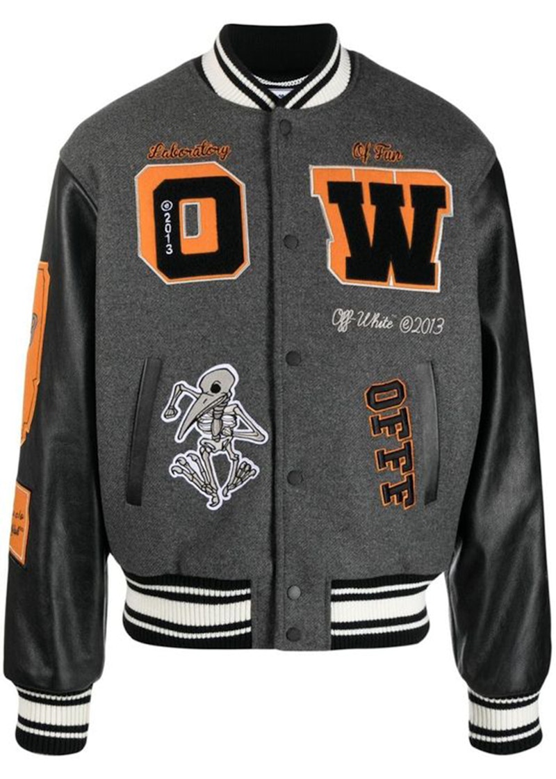 Off-white Off White Moon Varsity Bomber Jacket In Blue | ModeSens