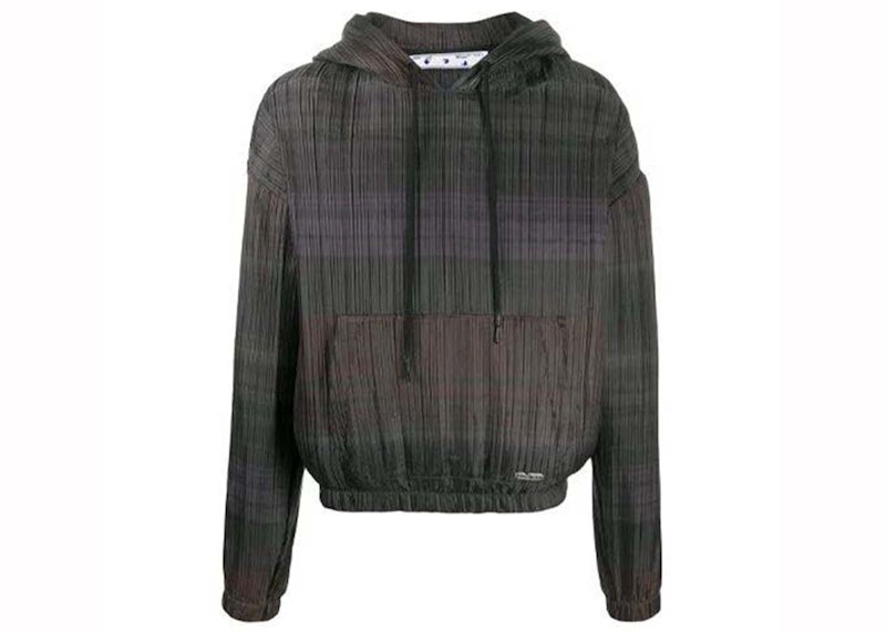 OFF WHITE Plisse Over Hoodie Brown Uomo IT