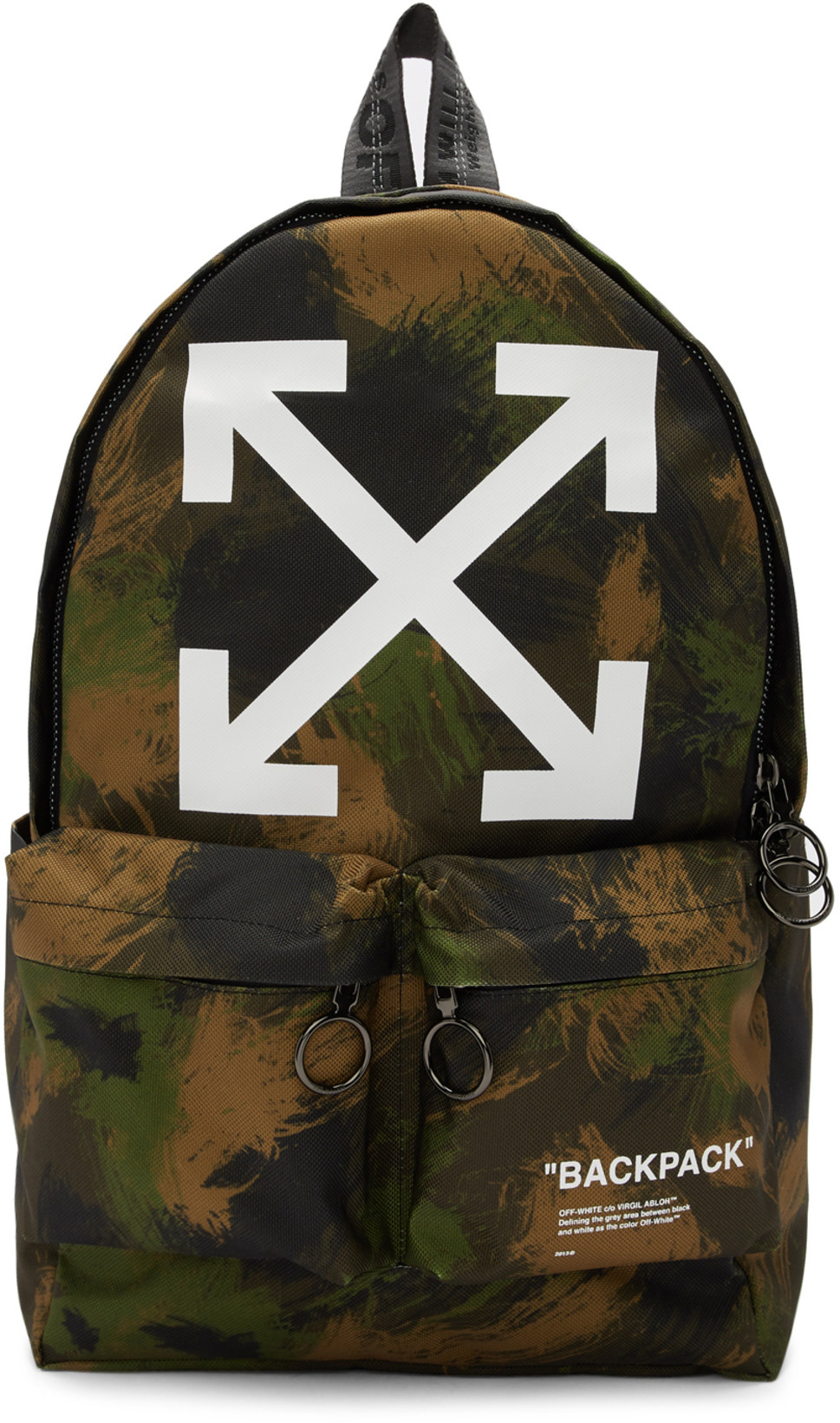 OFF-WHITE Quote Backpack Camo in Canvas with Gunmetal - US