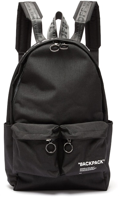 OFF-WHITE Backpack Black White in Canvas with Gunmetal US