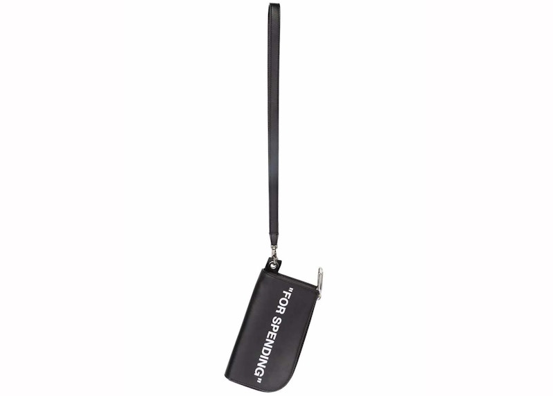 関税送料込【Off-White】Block Pouch Quote クラッチバッグ 黒 OFF-WHITE Block Pouch Quote Clutch Bag Black in Lambskin