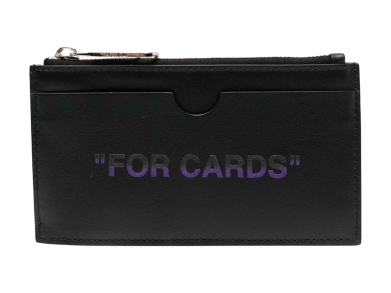 カードケース・名刺入れ OFF WHITE QUOTE LEATHER CARD CASE OFF-WHITE Quote Zipped Card Case Black/Purpose in Leather - US