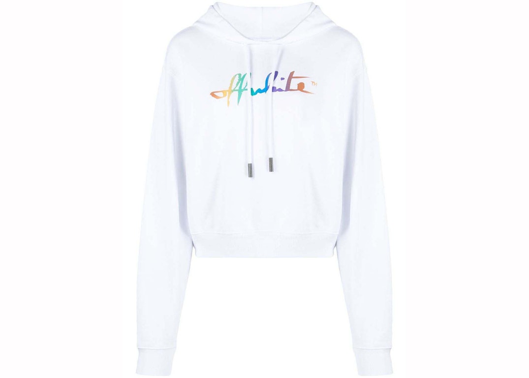 Pre-owned Off-white Rainbow Logo Hoodie White