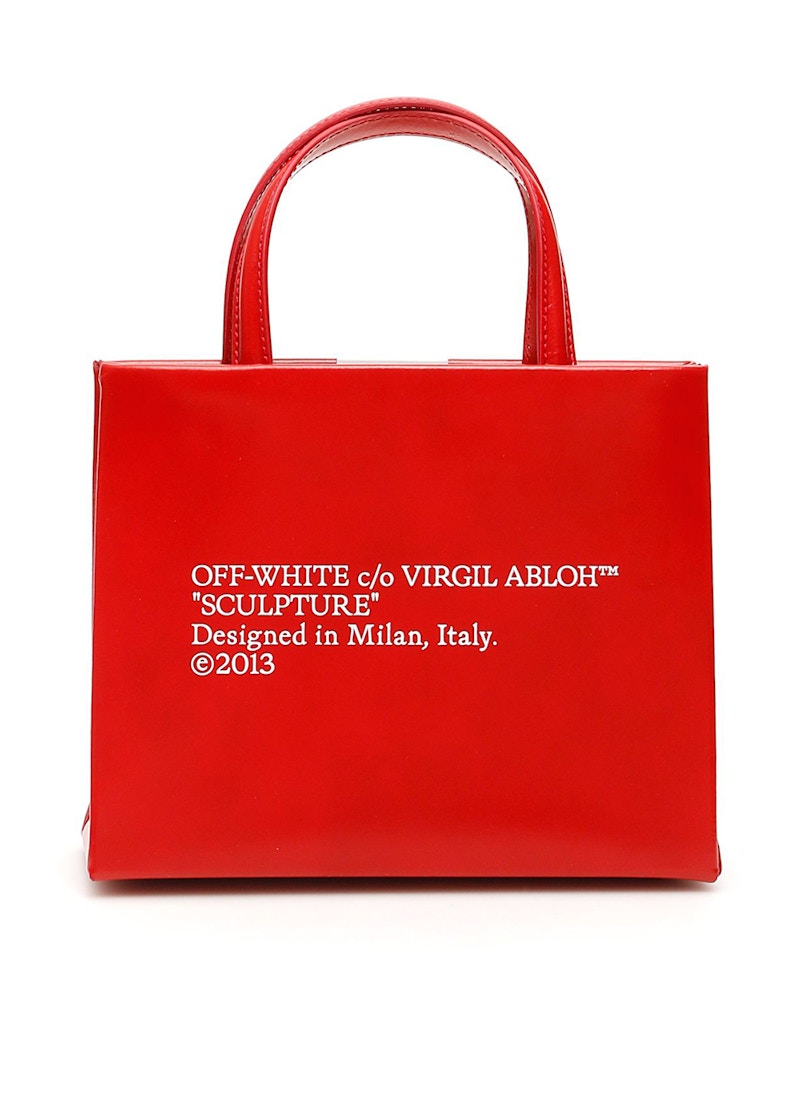 OFF-WHITE Red Leather Box Bag Mini Red/White in Leather with White