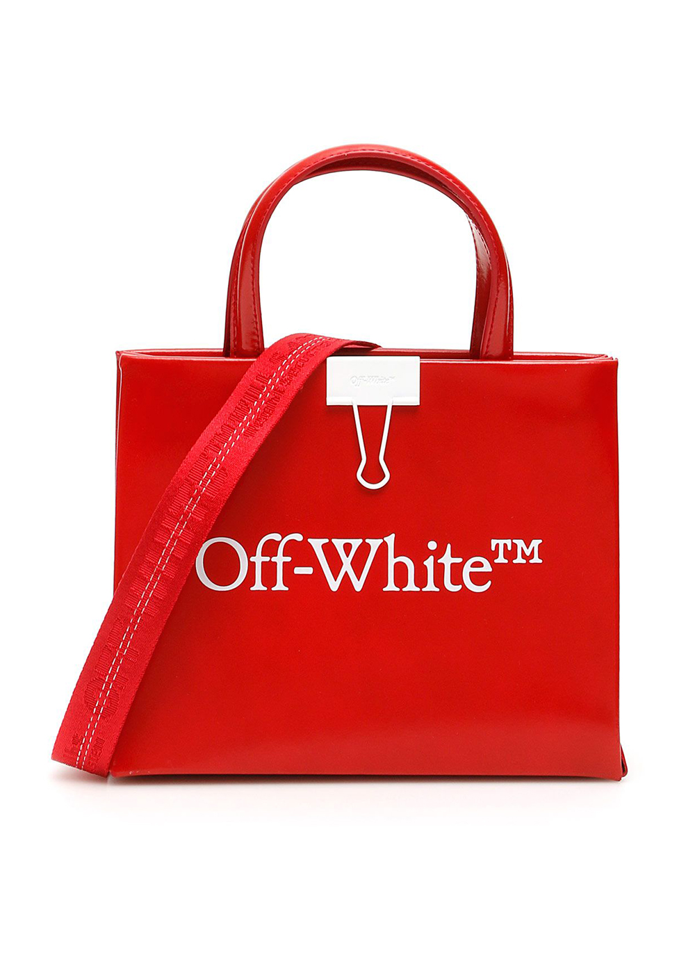 OFF-WHITE Red Leather Box Bag Mini Red/White in Leather with White ...