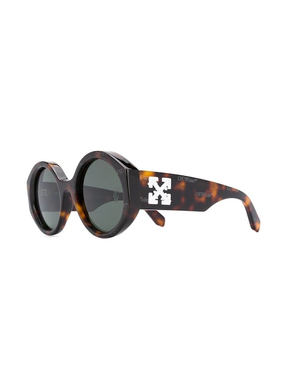 Pre-owned Off-white Sara Round Frame Sunglasses Havana Brown/white (owri022f20pla0016003)