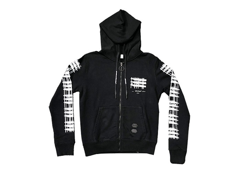 OFF-WHITE Scaffold Arrow Logo Zip Hoodie Black Men's - US