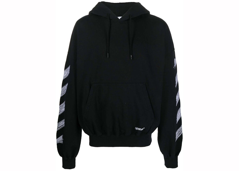 Off white basic style striped pullover hoodie black best sale