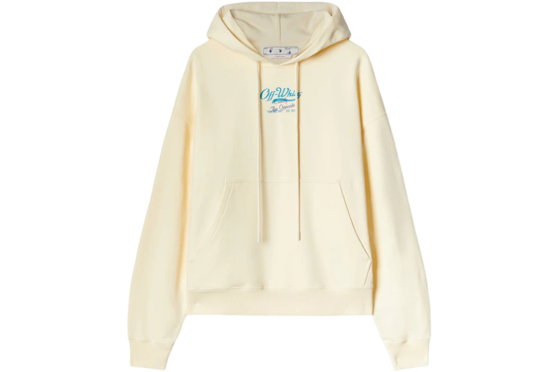 OFF-WHITE Script Logo Opp Over Skate Hoodie Ivory/Light Blue - SS23 - KR