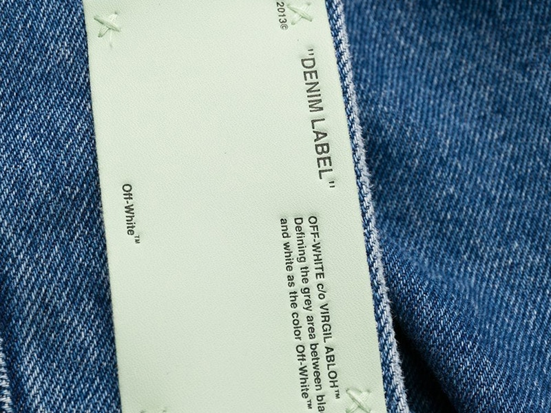 Off white deals denim label