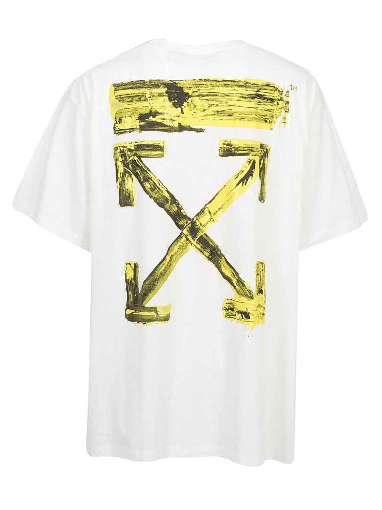 OFF-WHITE Slim Fit Acrylic Arrows S/S T-Shirt White/Yellow メンズ ...