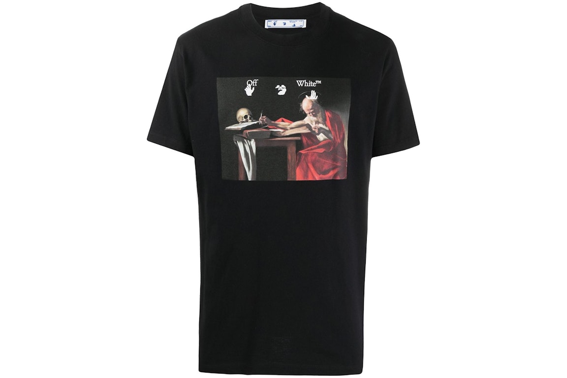 Pre-owned Off-white Slim Fit Caravaggio Saint Jerome Writing T-shirt Black