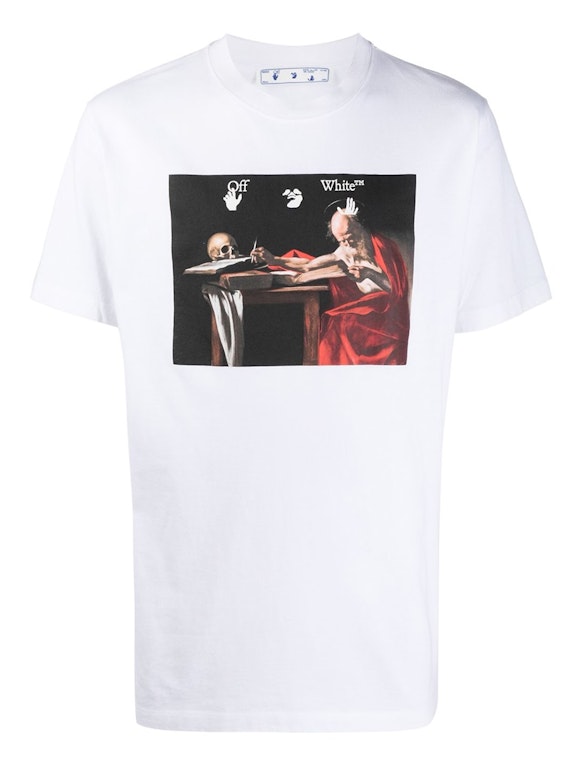 Pre-owned Off-white Slim Fit Caravaggio Saint Jerome Writing T-shirt White