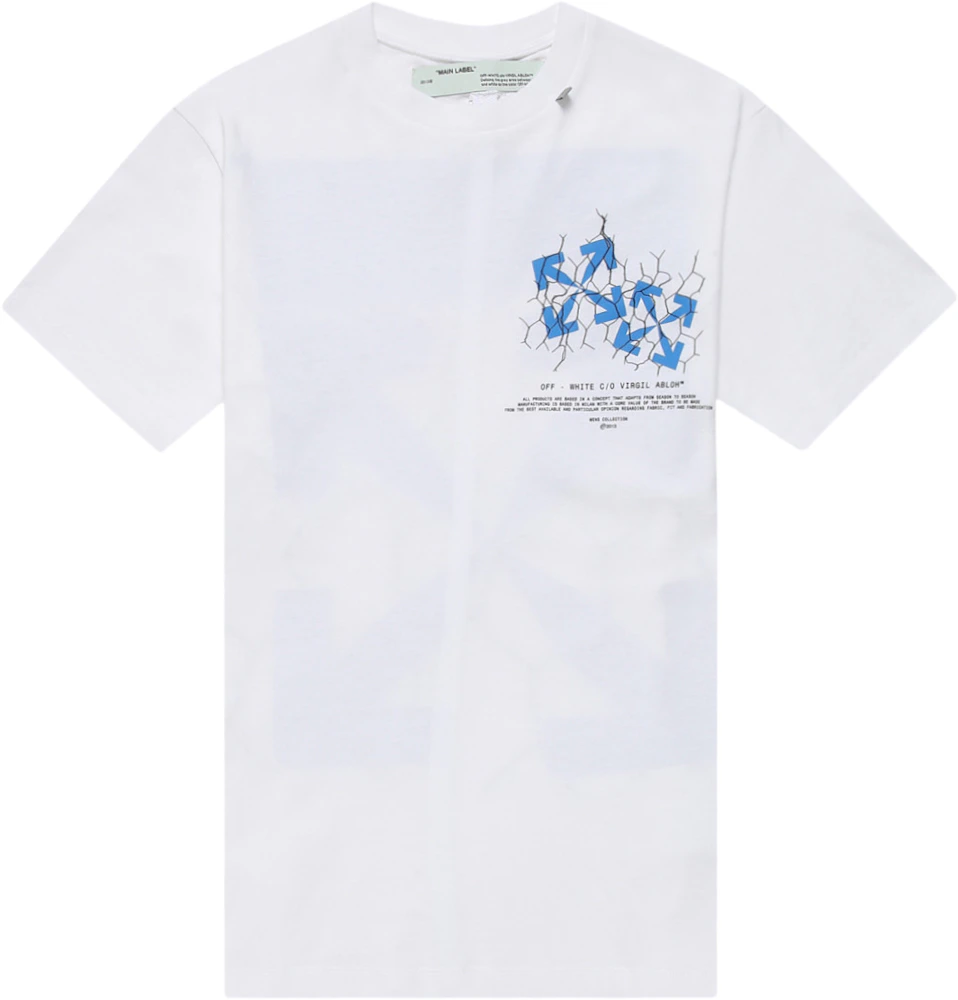 OFF-WHITE Slim Fit Fence Arrows T-Shirt White/Blue Men's - SS20 - US