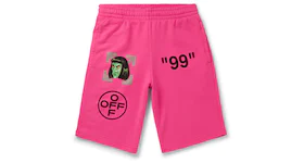 OFF-WHITE Slim Fit 'Green Man' Print Shorts Pink/Black