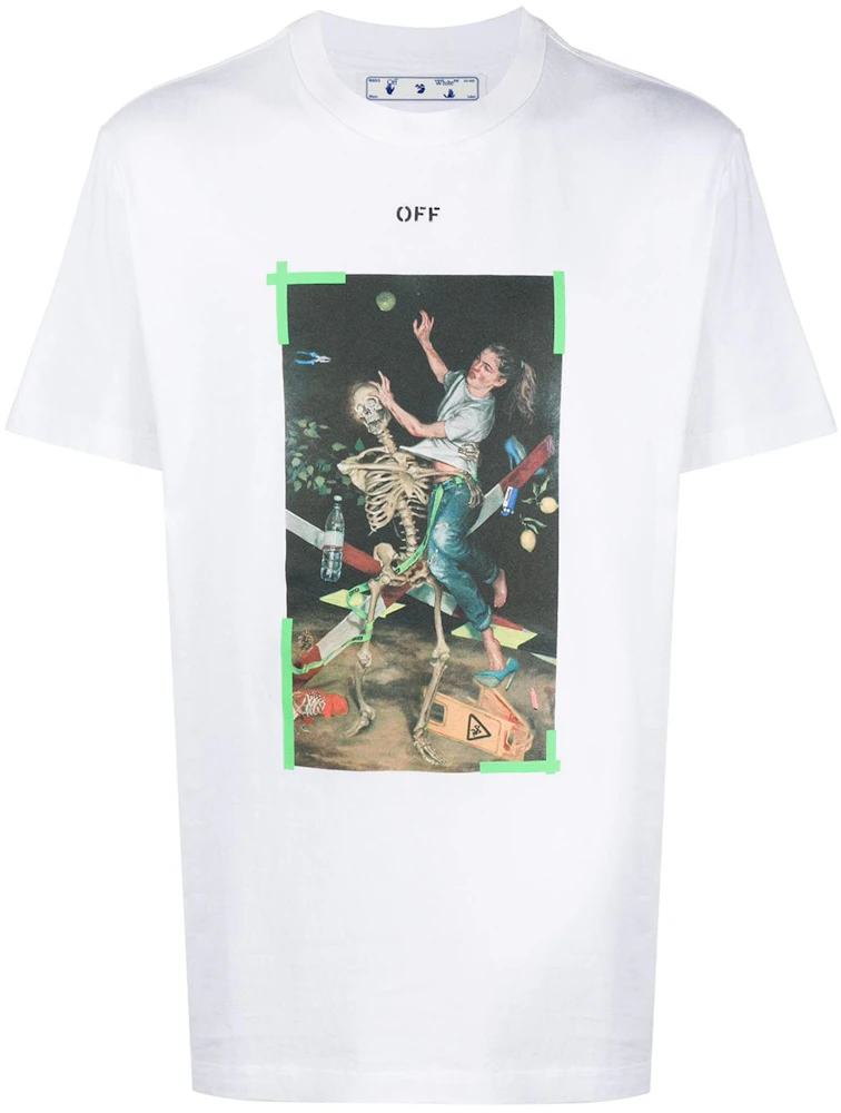 OFF-WHITE Slim Fit Pascal FOR EVER Painting T-Shirt White Green Men's - US