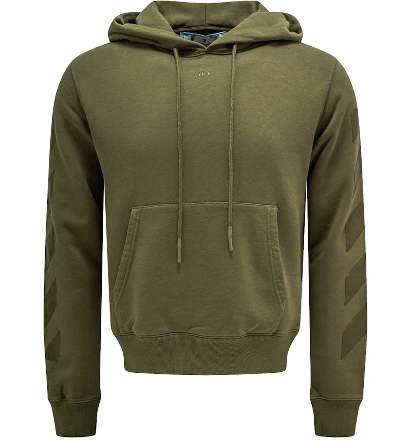 OFF-WHITE Slim Fit Rubber Arrows Hoodie Green Men's FW21 US
