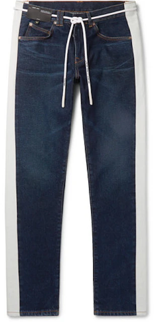 slå erklære kapre OFF-WHITE Slim Fit Striped Denim Jeans Dark Blue/White - SS18