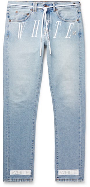 Off-White Men's Slim Jeans with Diag Print