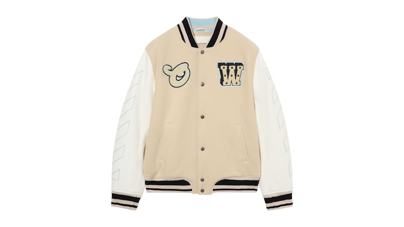 OFF-WHITE Star Logo Varsity Jacket Cream