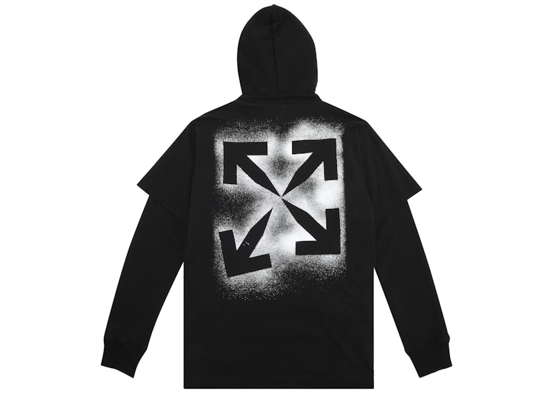 OFF-WHITE Stencil Arrow Double Sleeve Hoodie Black White Men's