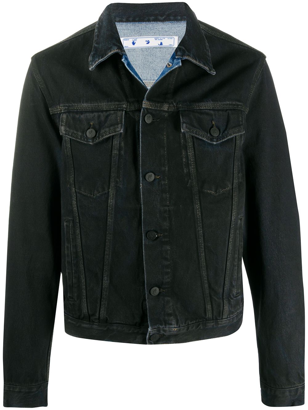 OFF WHITE | Diagonal Tab Denim Jacket | Unisex | Blue 4001 | Flannels