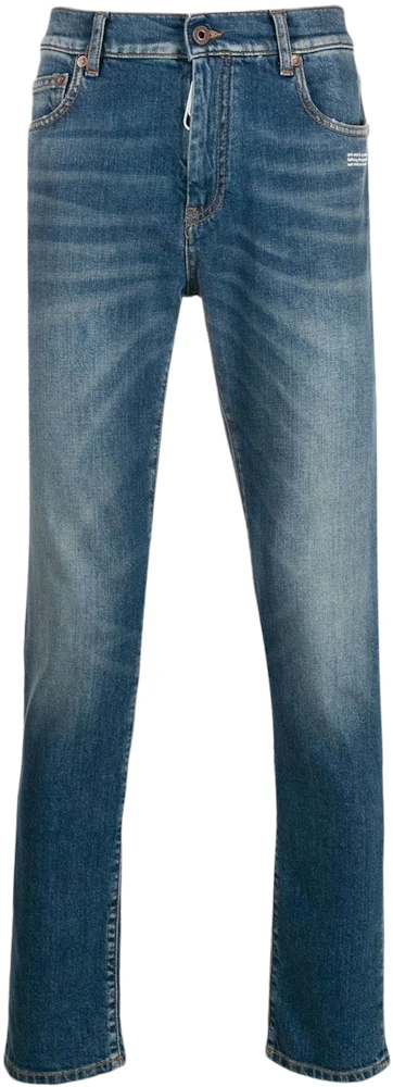 OFF-WHITE Stonewash Skinny Fit Denim Jeans Medium Blue/White Men's ...