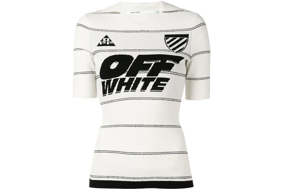 OFF-WHITE Stripe Knit Tight Polo Top White/Black