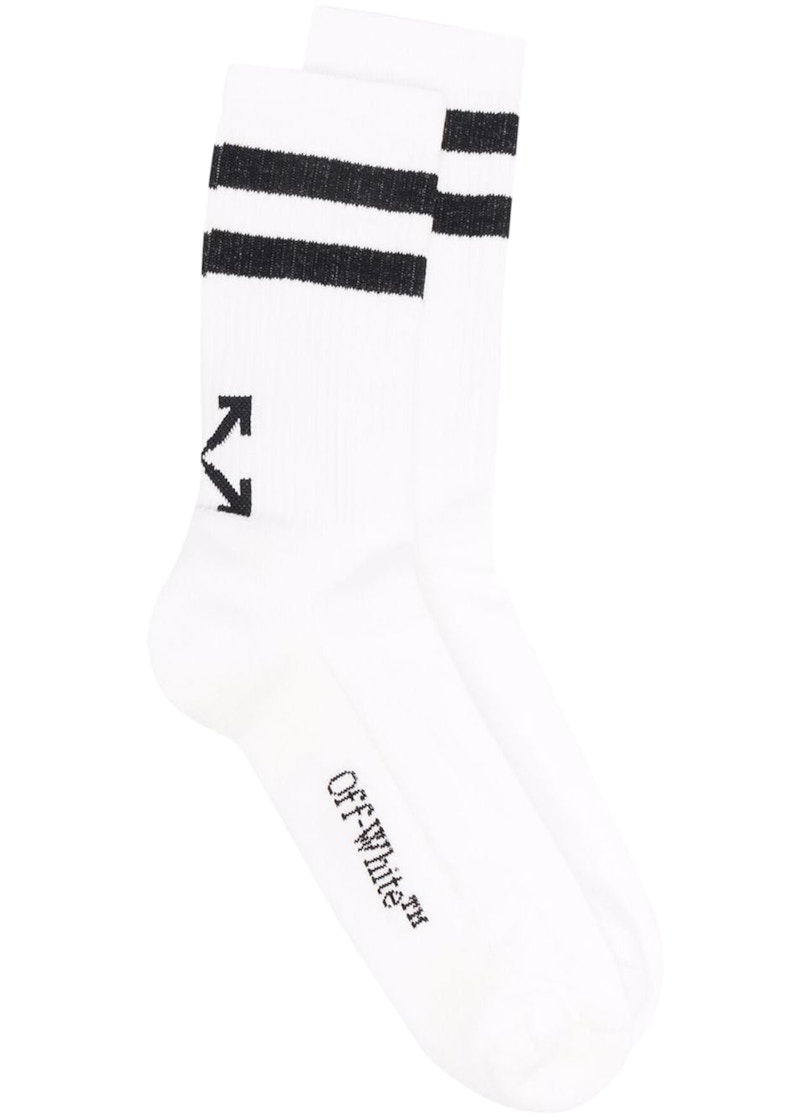 OFF-WHITE Striped Arrow Socks White Black Men's - FW21 - US