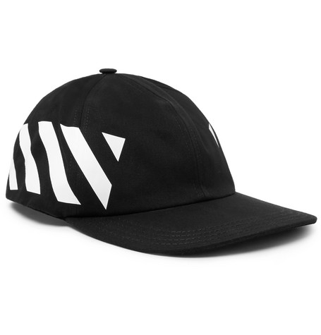 OFF-WHITE Striped Diag Canvas Hat Black/White