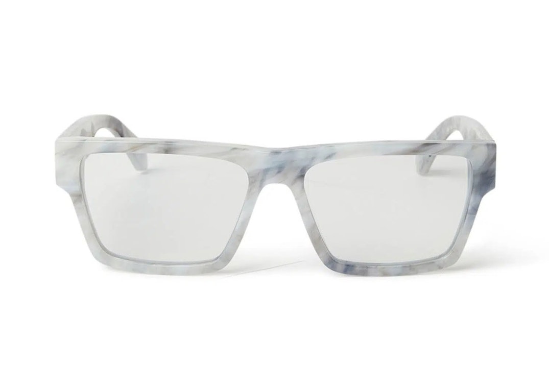 Pre-owned Off-white Style 46 Square Sunglasses Marble/clear Lens (oerj046f23pla0010800-fr)