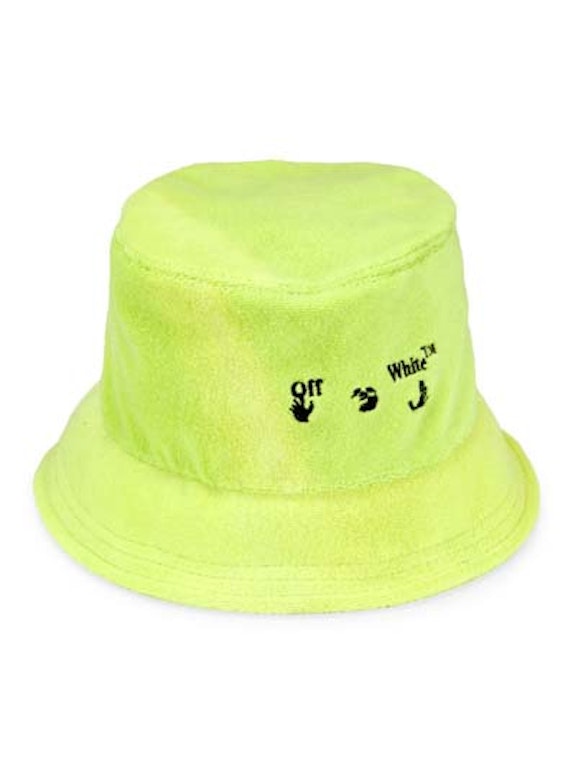 Pre-owned Off-white Swimming Man Towel Bucket Hat Yellow Fluo/black