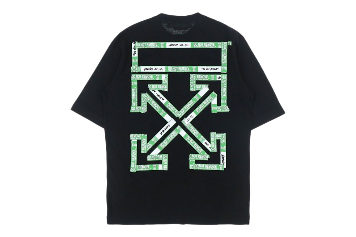 Pre-owned Off-white Tape Arrows Pkt Skate T-shirt Black/green Fluo