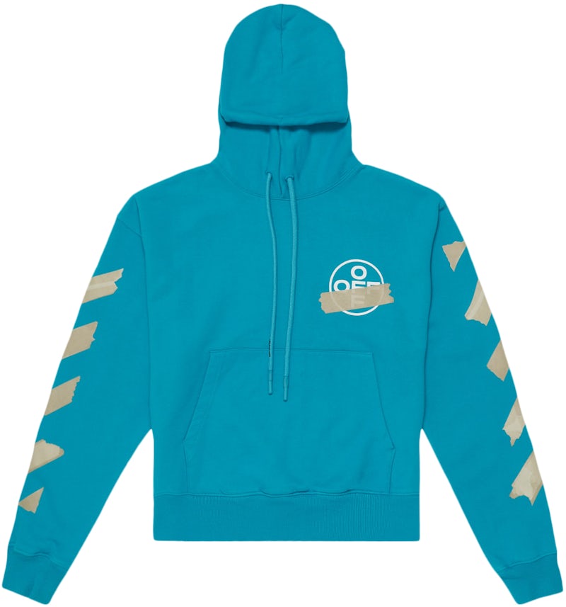 OFF-WHITE Tape Diag Arrows Hoodie Petrol Blue/Beige Men's SS20 US