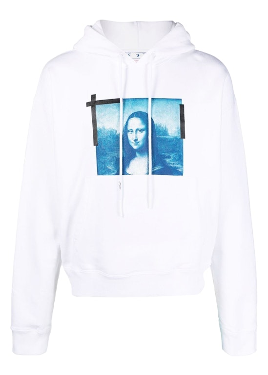 Pre-owned Off-white Taped Mona Lisa Over Hoodie White/black/blue