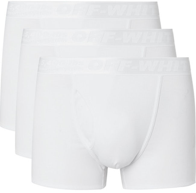 OFF-WHITE Three Pack Stretch Cotton Boxer Briefs (SS19) White Uomo