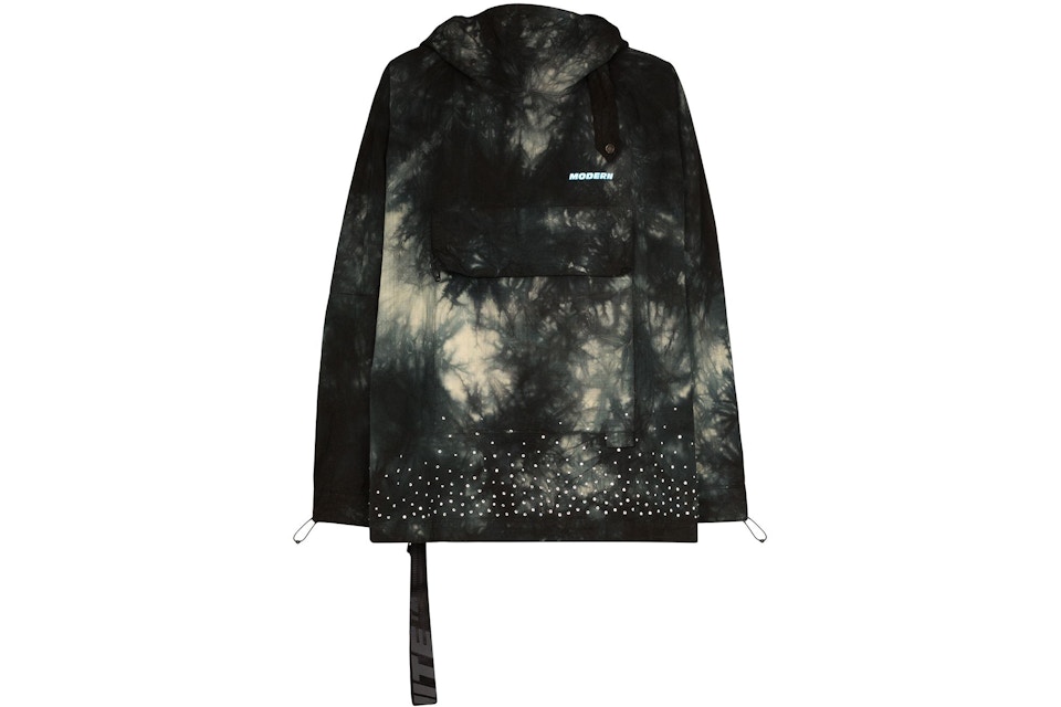 Off White Tie Dye Crystal Embellished Hooded Jacket Black Off White Tie Dye Crystal Embellished Hooded Jacket Black