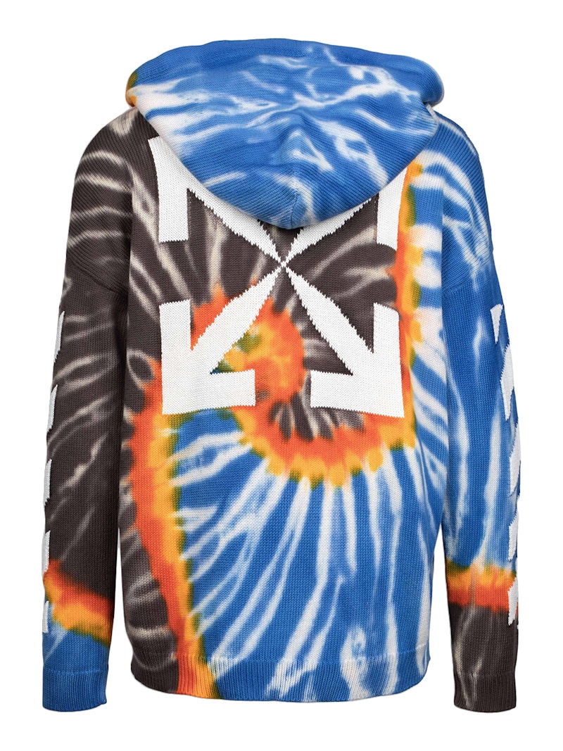 OFF WHITE Tie Dye Knit Hoodie Brown Blue Multi Men s SS22 US