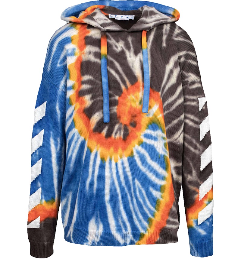 OFF-WHITE Tie Dye Knit Hoodie Brown/Blue/Multi Men's SS22 US