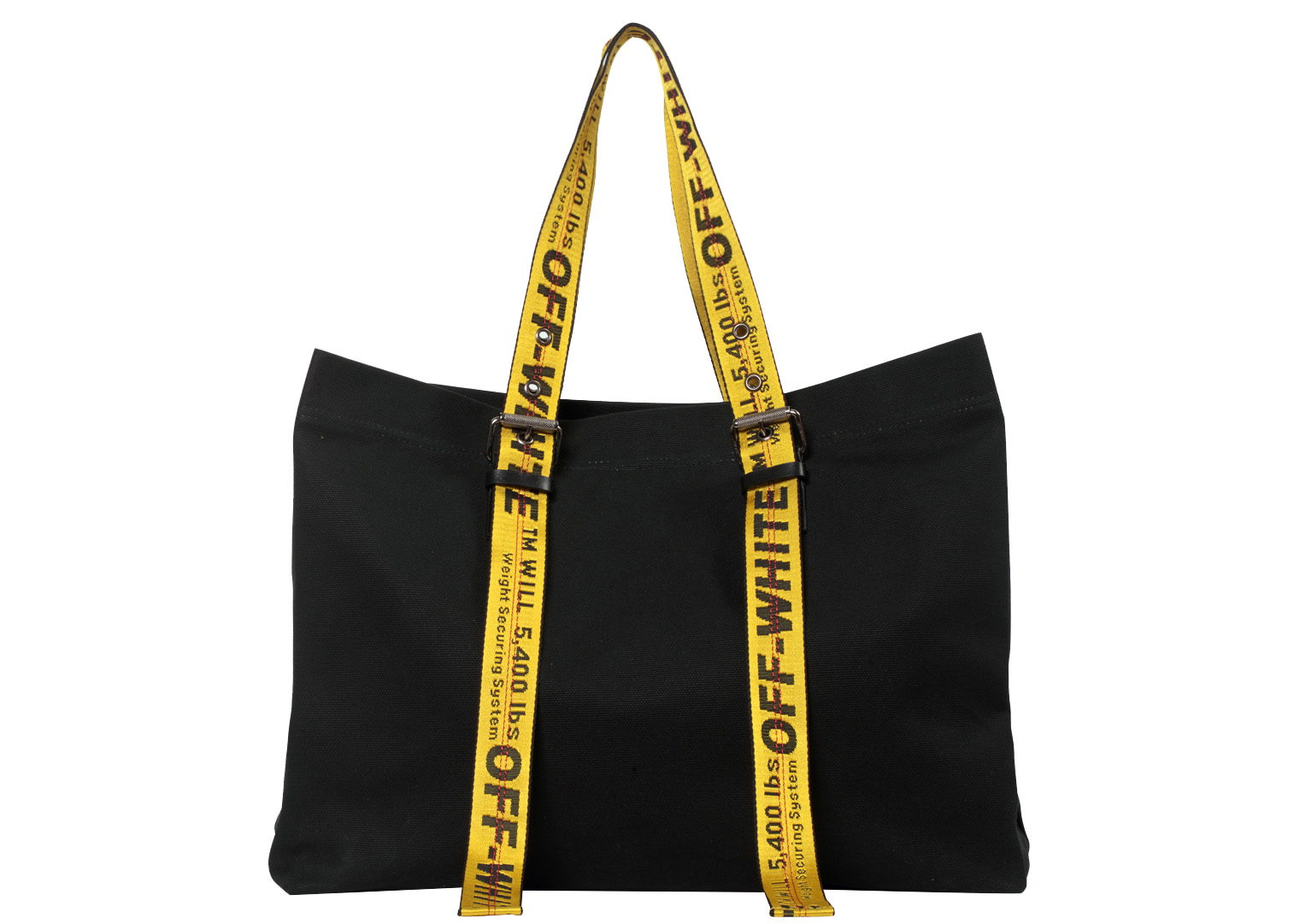 OFF-WHITE Tote Canvas Black Yellow in Linen with Silver-tone - US