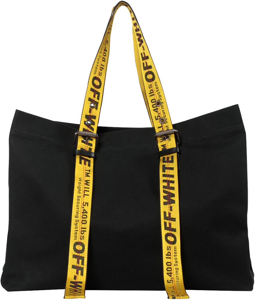 OFF-WHITE Tote Canvas Black Yellow in Linen with Silver-tone - US