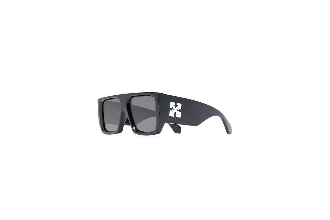Pre-owned Off-white Tropez Rectangular Frame Sunglasses Black/white (omri013s21pla0011001)