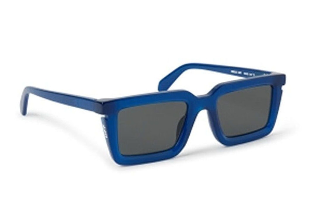 Pre-owned Off-white Tucson Square Sunglasses Blue/dark Grey (oeri113s24pla0014507-fr)
