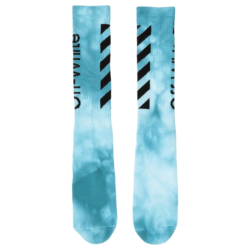 OFF-WHITE Tye Dye Diag Mid Socks Light Blue/Black - SS20 - US