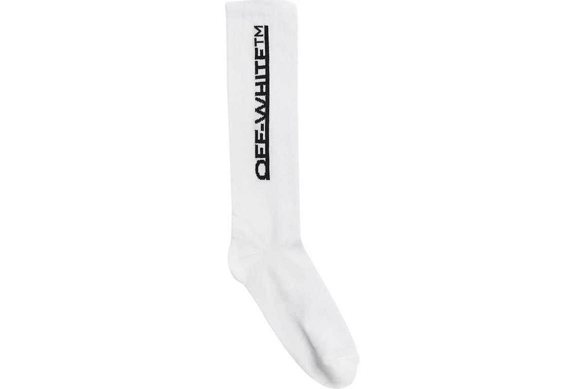 Pre-owned Off-white Underlined Logo Long Socks White/black