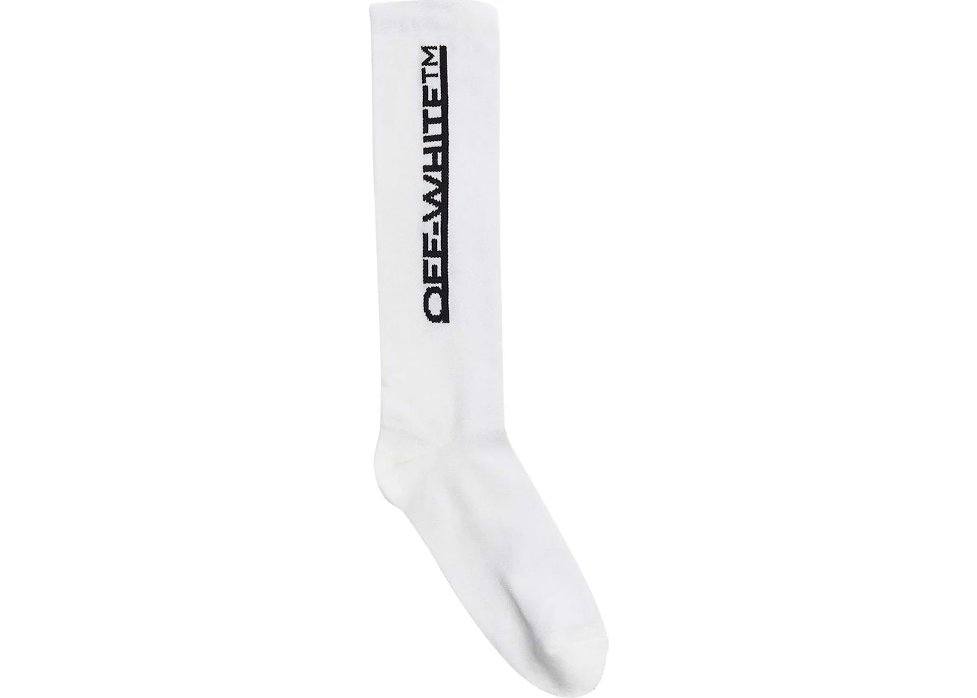 OFF-WHITE Underlined Logo Long Socks White/Black in Cotton - US