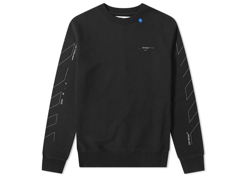 OFF-WHITE Unfinished Diag Sweatshirt Black/Silver Men's - FW19 - US